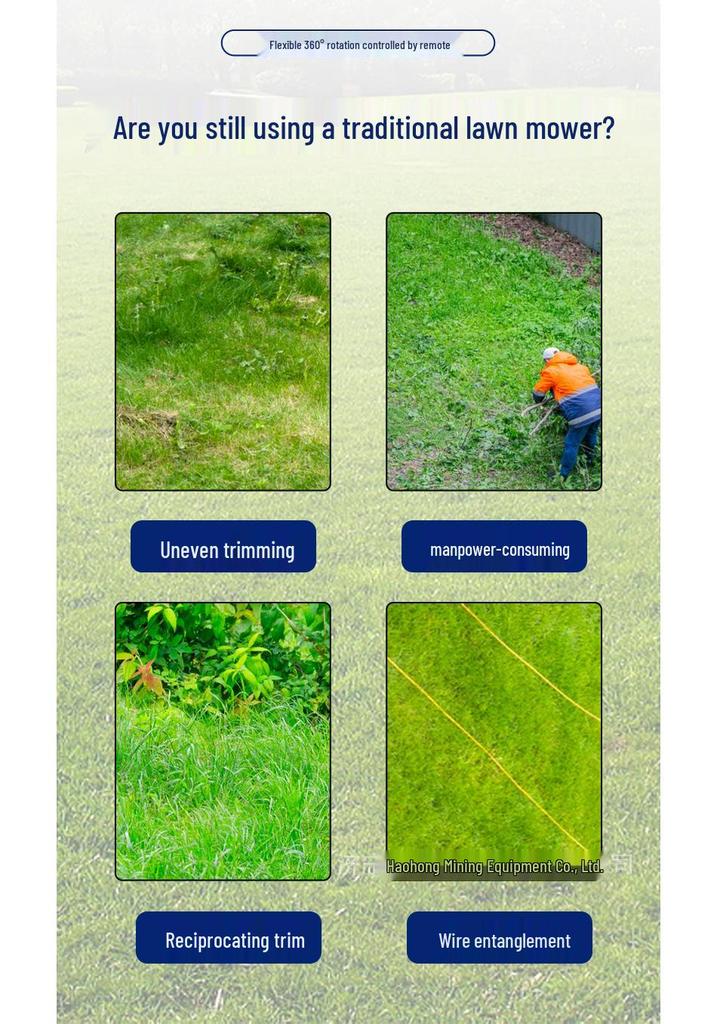 Gas-Powered Remote Control Crawler Lawn Mower for Slopes and Orchards