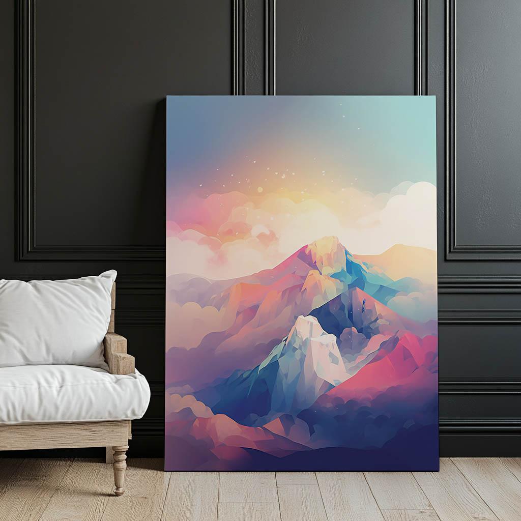 Pastelowe Górskie Marzenie Pastelowe Górskie Marzenie, 50X70 Cm, Rama Drewniana Jasny Dąb, Papier Matowy 230 Gsm