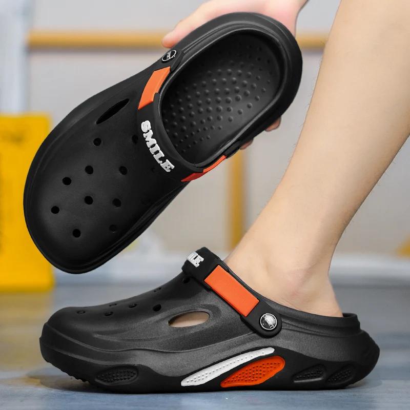 2025 летние мужские тапочки легкие EVA мужские повседневные туфли Hole Shoes Outdoor Garden Clogs мужские пляжные плоские шлепанцы