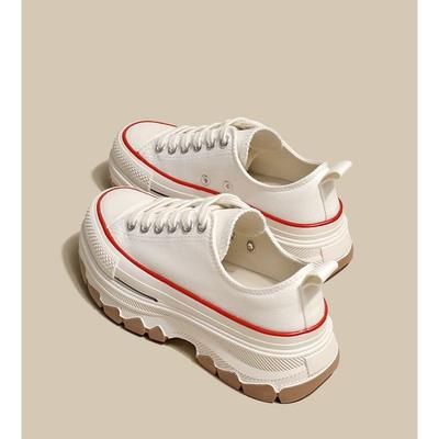 Новые парусиновые туфли на толстой подошве с волнистым дном, низкие, с увеличенной высотой, с большой головой, универсальные, повседневные, спортивные, женские