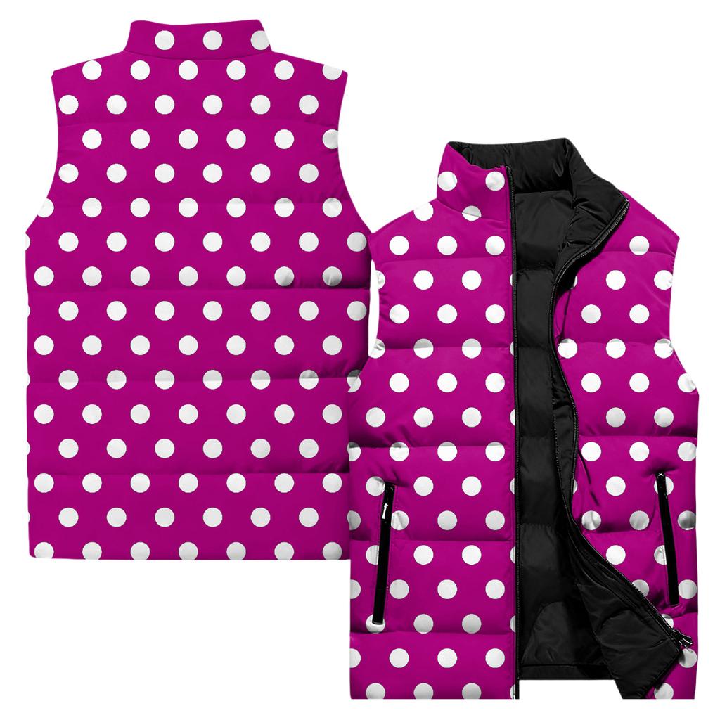 Ladies' Casual And Fashionable Sleeveless Vest Polka Dot Printing Cotton Jacket