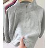 Half Zipper Short Sweater Women's Spring, Autumn and Winter New Polo Stand-up Collar Pullover Loose American Sports Top