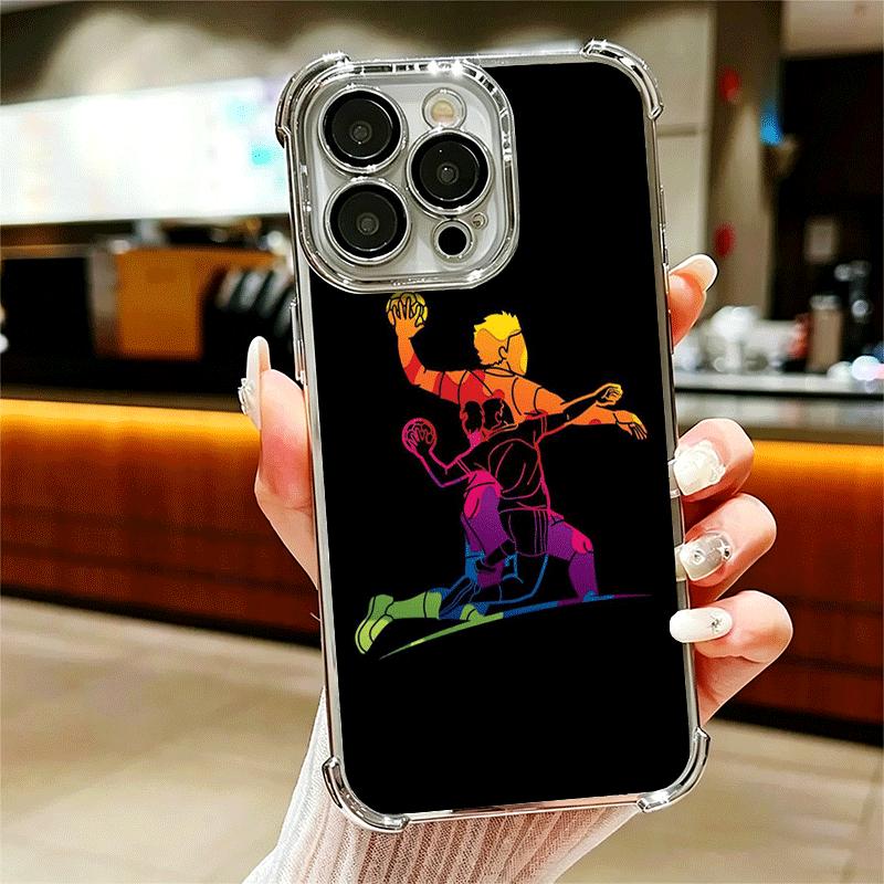 Handball Sport Plating Phone Case For Iphone 16 17 Pro Max Air 16E 14 15 Plus 12 13 Mini Anti-Fall Airabag Cover