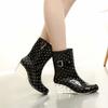 Rubber Rain Boots for Women Waterproof High Heel Fashion Girls Shoes Ladies Short Ankle PVC Rainboots Non-slip Fur Leather Boots