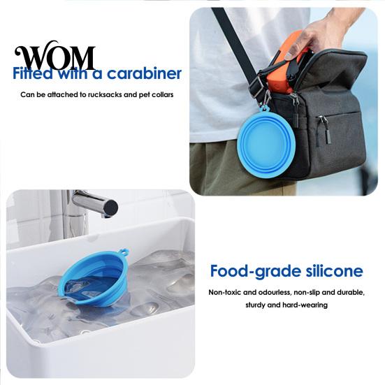 Dog Water Bowl Foldable Bowl, Collapsible Cat with Carabiner, Portable Pet Silicone for Dogs Cats Travel Camping Paw Shape