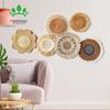 Богемное круглое плетеное из соломы настенное украшение для спальни или столовой
