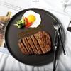 UUTUO Керамические тарелки для стейка 10,5 дюйма с черным ободком, 2 шт. + столовые приборы