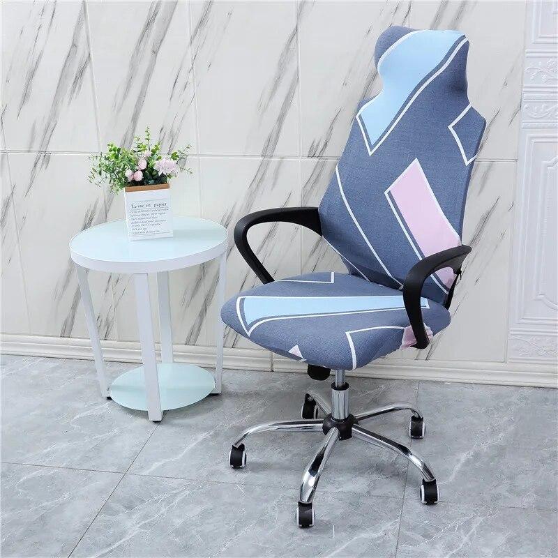 Stretch Game Chair Cover with Headrest for Office Internet Cafe Computer Armrest Gaming Chair Covers Printed Fabric Seat Case