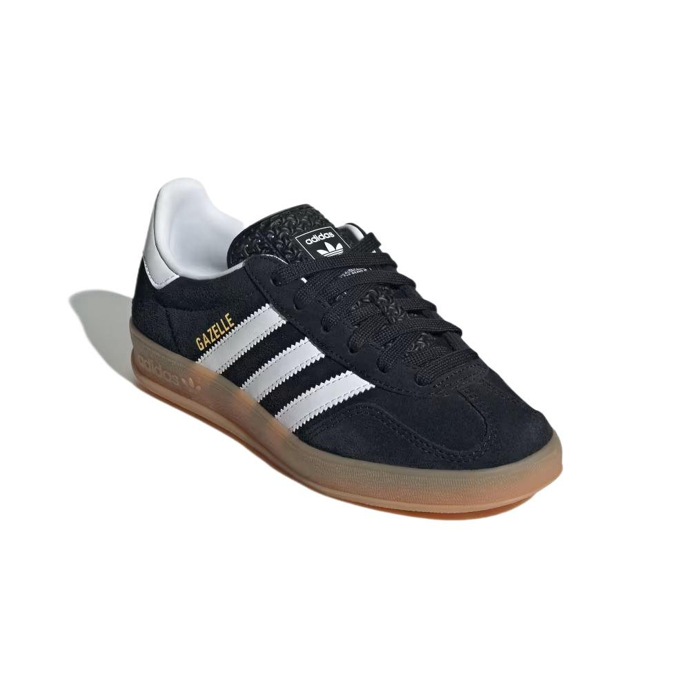 Adidas Кроссовки Gazelle Indoor J Черный Белый Резина Детские Кроссовки Основной Черный Облачно-Белый JQ8701