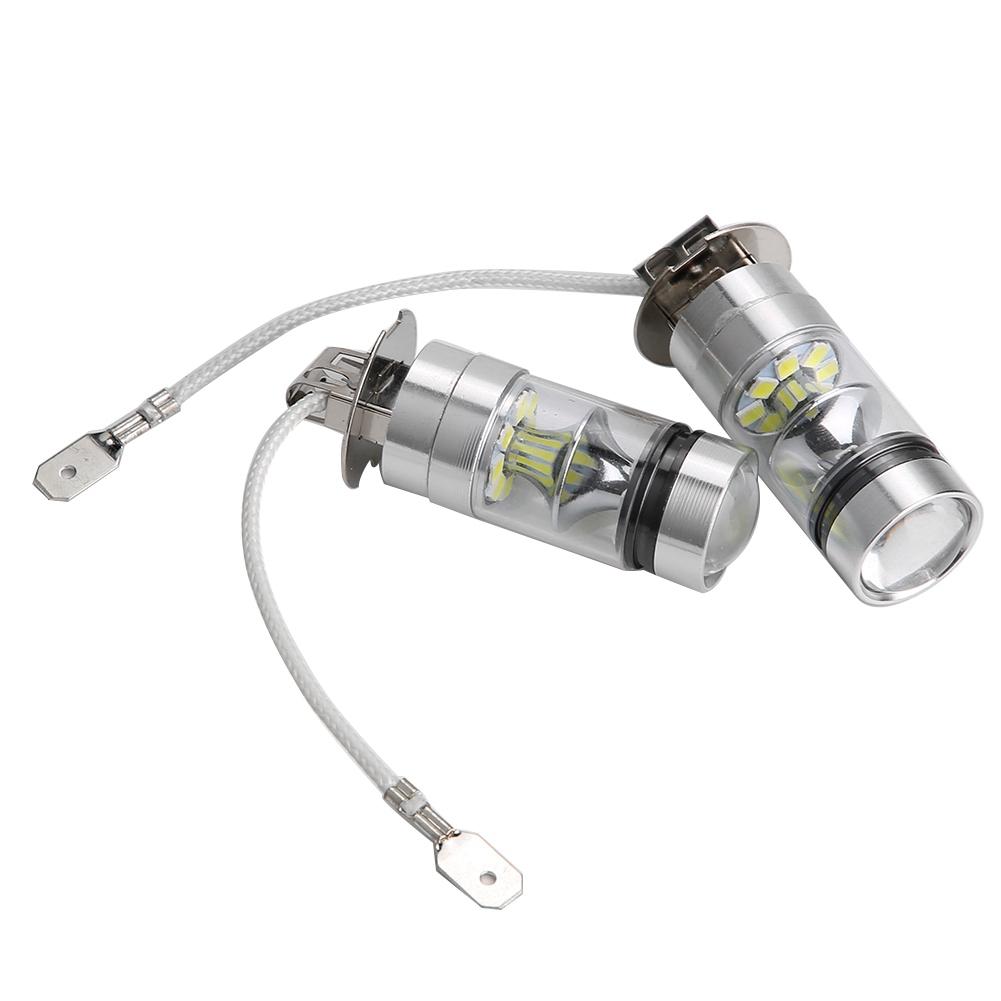 2 шт. H3 6000K 100 Вт Светодиодные 20-SMD Высокомощные Лампочки для Противотуманных Фар, Дневных Ходовых Огней (DRL)