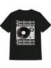 Мужская винтажная футболка с графикой проигрывателя - Надпись "Technics" и дизайн в стиле DJ