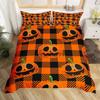 Thanksgiving Day Pumpkin King Queen Bedding Set Kids Cartoon Autumn Duvet Cover Fall Leaf Comforter Cover Polyester Quilt Cover