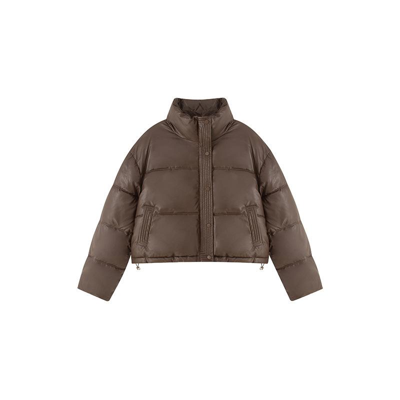 New Short Style Small Stand-up Collar Down Cotton Jacket For Women PU Leather Thickened Cotton Jacket And Cotton Jacket Trend