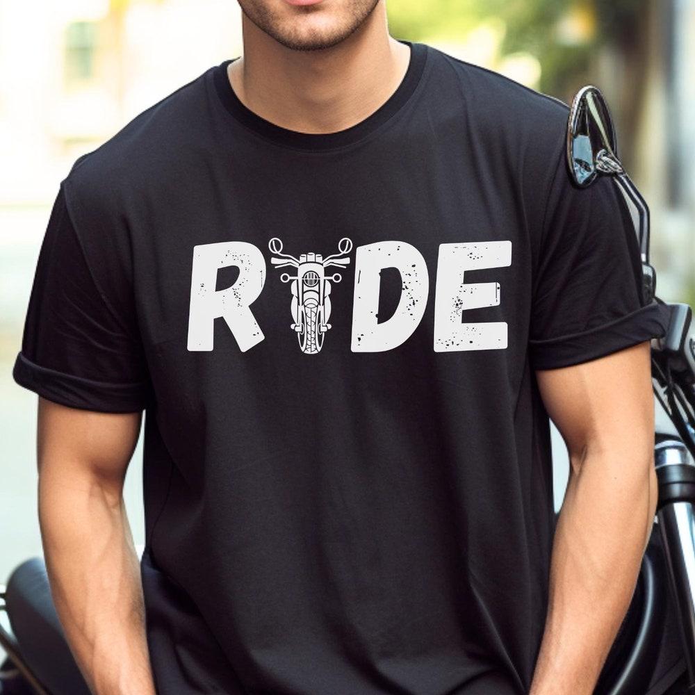 RIDE Motorcycle Graphic T-Shirt for Motorbike riders Perfect Casual Biker Shirt Motorcycle Rally Wear Ride Tee for Motorsport Enthusiasts