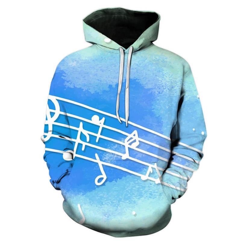 Musical Note 3d Printed Hoodie Men and Women Street Casual Cool Fashion Pullover