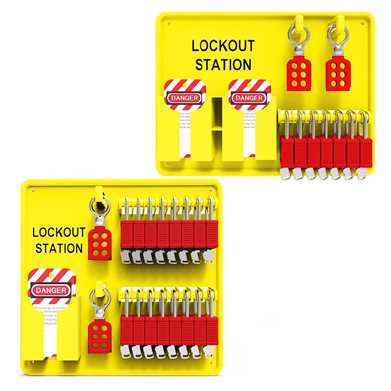 Wall Mounted Plastic Safety Lockout Station Open Style Padlock Board Workstation Shutdown Management Center for Industrial Use