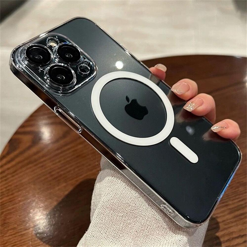 Ультратонкий HD прозрачный чехол для беспроводной зарядки Magsafe для iPhone 16 15 14 13 12 11 Pro Max Plus, тонкий чехол из магнитного жесткого пластика