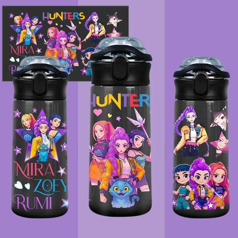 Cartoon Anime Girl Water Bottle, 3D Printed Pattern Design, Hot Ultra High Aesthetic, Lightweight & Leakproof, with Portable