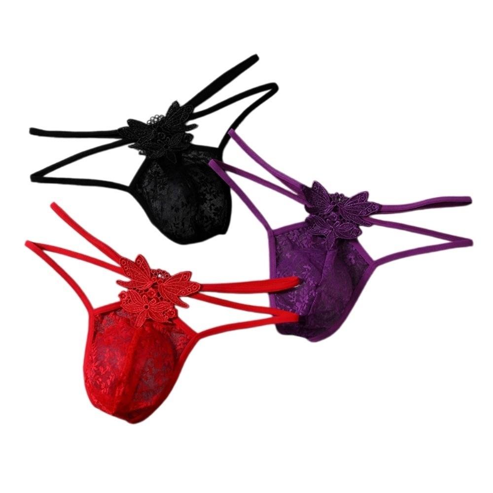 Low Waist Mesh Sheer Panties Transparent T-back Briefs Men Thin Men's Lace Thong Male