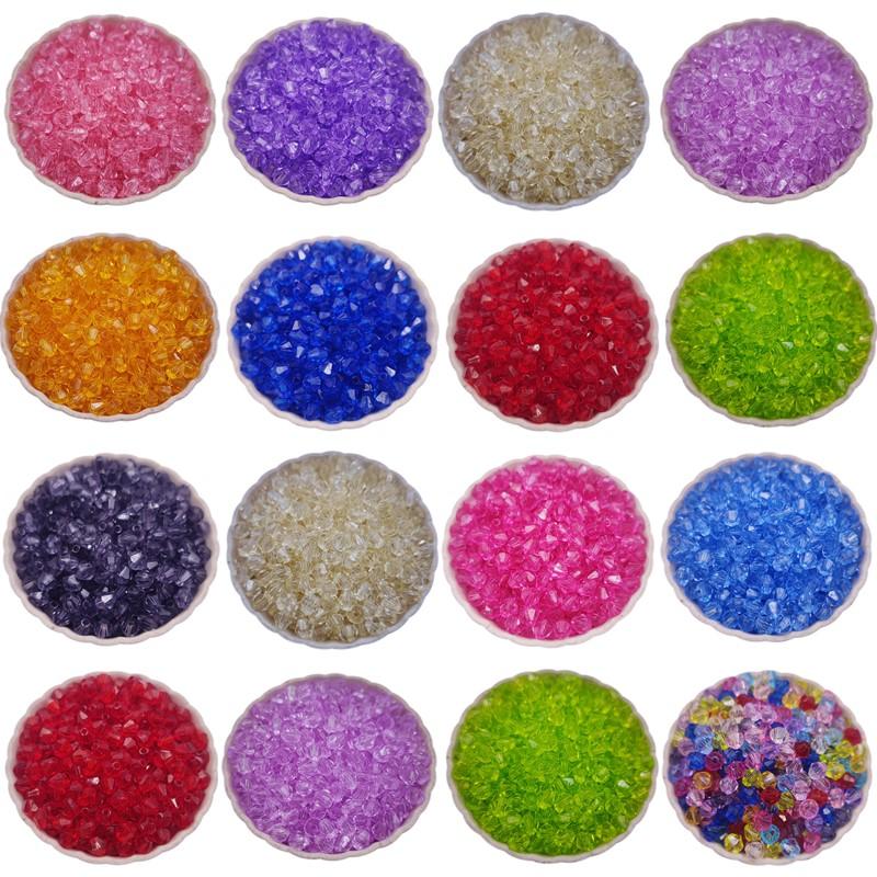 Творческие двухконусные свободные бусины 20-200 шт 5-8 мм акриловые прозрачные для изготовления ювелирных изделий своими руками граненые принадлежности