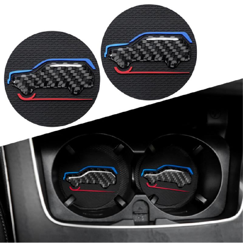 A Set Of 2 High-Quality Anti-Slip Elastic Long-Lasting Mats Made Of Real Carbon Fiber For In-Car Cup Holders