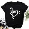Plussize Harajuku Style Womens Tshirt Musical Note Print Top New Black Tshirt Womens Fashionable Graphic Tshirt Womens Top