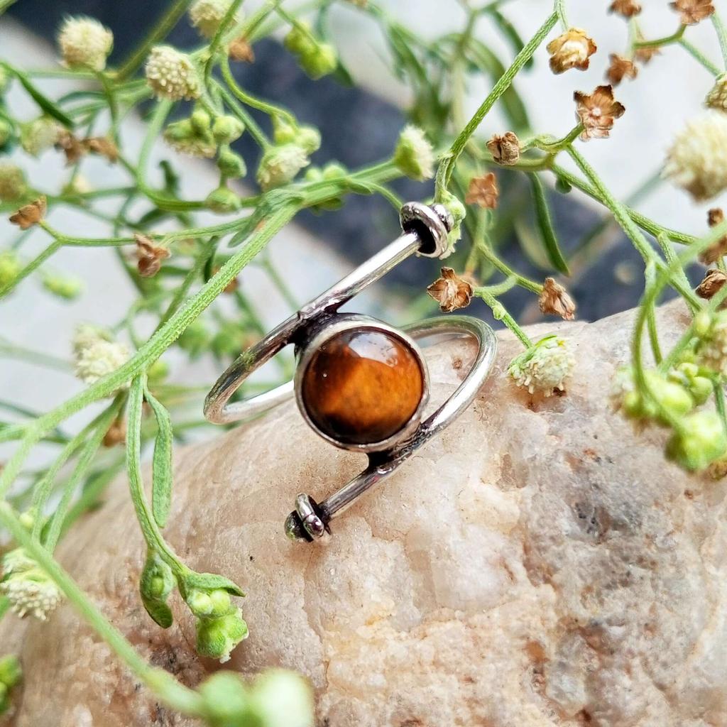 Tiger's Eye Gemstone 925 Sterling Silver Plated Lovely Ring Jewelry PQY-IJ4399
