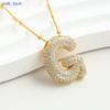 Gold Plated Balloon 26 Letter Necklaces Copper Zircon Bubble Initial Pendant Chunky Women Personality Chain Jewelry