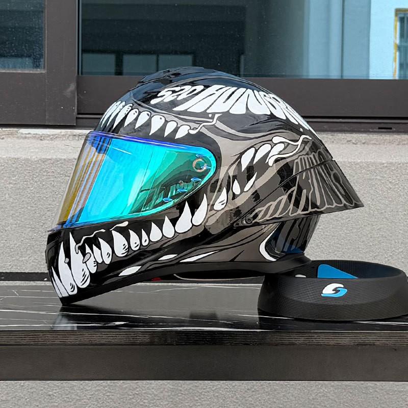 Full Face Motorcycle Helmet With Single Visor Large Rear Wing Bluetooth Slot All Season Use Men Women