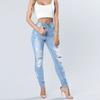 Женские модные рваные джинсы стрейч тонкие брюки нищего повседневные джинсовые брюки с высокой талией леггинсы брюки