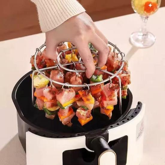 Air Fryer Skewer Stand Stainless Steel Vertical Grill Holder for Grilling Home Kitchen Kabobs Skewer Air Fryer Accessories for BBQ Lovers