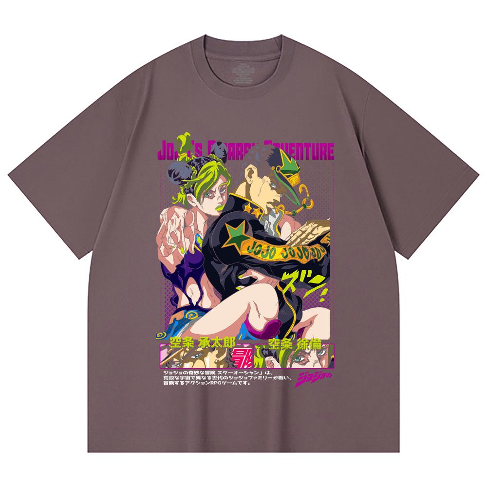 230 г/м² 100% хлопок JoJo's Bizarre Adventure V1 Jotaro Jolyne Принт Унисекс Тяжелая хлопковая футболка