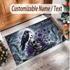 Skull Gothic Theme Soft Crystal Velvet Rug Custom Name & Text Print Non Slip Floor Rug for Bedroom Living Room