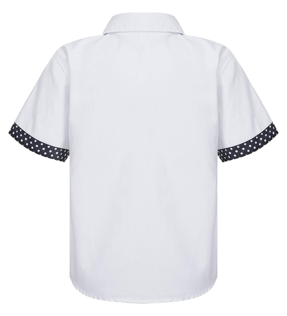 Kids Boys Casual Top Short Sleeve Turndown Collar Button Front Polka Dot Print Stylish T Shirt