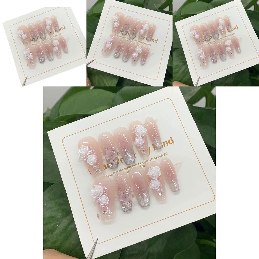 Ручная работа Розовый Камелия Румяна Бабочка Набор для Маникюра и Дизайна Ногтей Xs/s/m/l