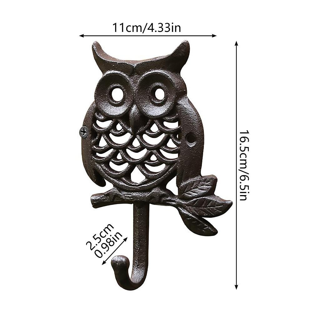 4.33x6.50in Cast Iron Wall Hooks Owl Heavy Duty Wall Hanger Decorative Wall Hook for Bedroom