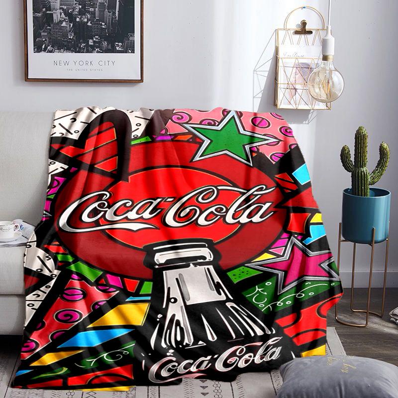 Coca-cola Artwork Design Blanket Flannel Throw for Sofa, Indoor, Camping, Living Room, Office, Chair, And Bed Soft Birthday Gift