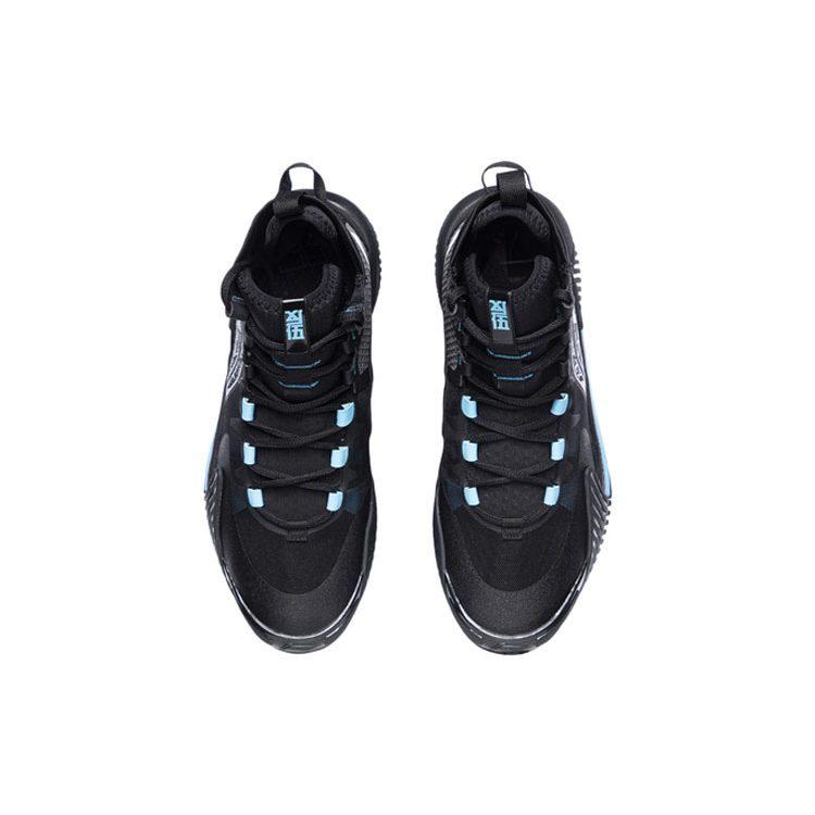 Li Ning Badfive 2 Износостойкие Дышащие Высокие Баскетбольные Кроссовки Мужские Черно-Синие ABFR001-1
