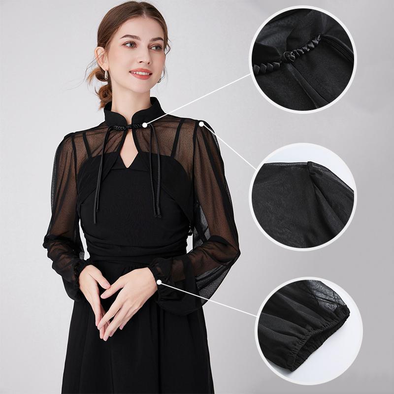 1 шт. шифоновая шаль в национальном стиле, универсальный чонсам с дисковой пряжкой, женский солнцезащитный декоративный воротник, накладной воротник, разноцветный