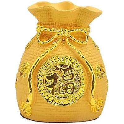 FestiKit fengshuiПоделки из аллювиальной золотой смолы Счастливая сумка Кошелек с удачей Банк для монет Украшение автомобиля Аксессуары для дизайна интерьера автомобиля Бархатная смола Сарджент