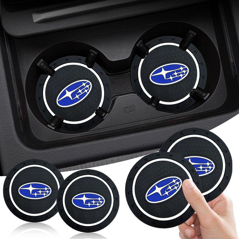 1/2pcs Silica Gel Car Coaster Water Cup Anti-slip Pad For Subaru XV BRZ WRX STI Forester Ascent Impreza Legacy Outback Levorg
