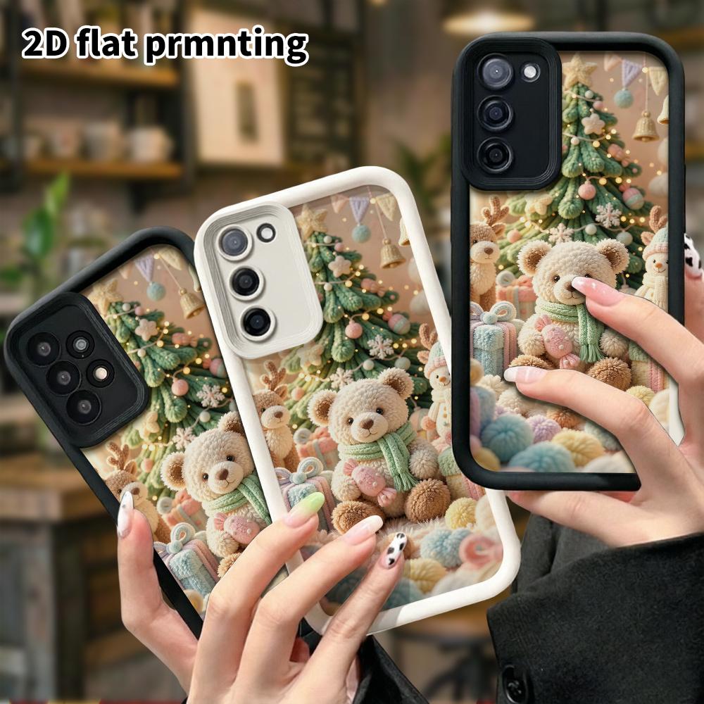 Phone case: 2D flat design suitable for Samsung Galaxy A34 A35 M05 M06 S20 S22 S21 FE Plus 5G protective case, bear gift party, perfect Christmas and