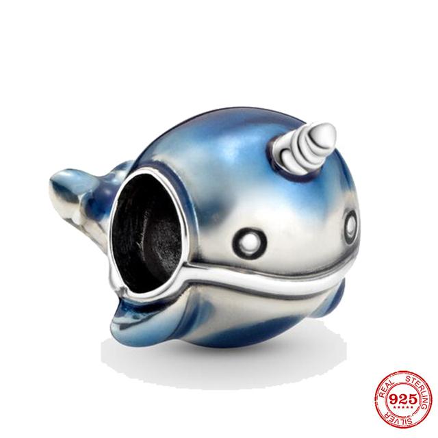 Новый Стерлингового Серебра 925 Единорог Кошка Собака Сова Обезьяна След Милое Животное DIY Тонкие Бусины Подходит Оригинальный Модный Браслет-Подвеска