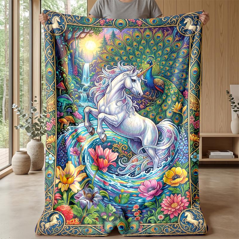 Unicorn and Ballerina Dance Theme blanket Lightweight Warm Flannel Blanket Decorative Throw Blanket for Home Decoration