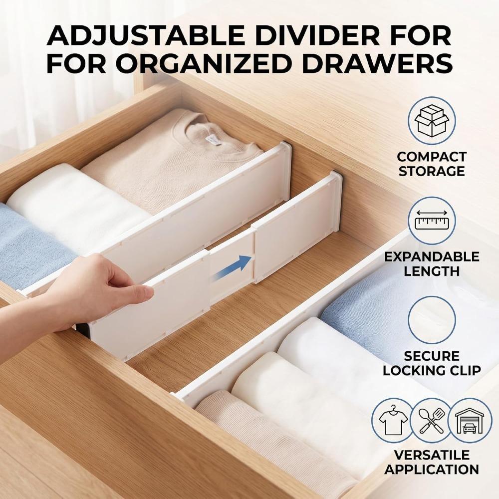 8pcs Adjustable Drawer Dividers Side Locking Buckle Storage Organizers Office Storage