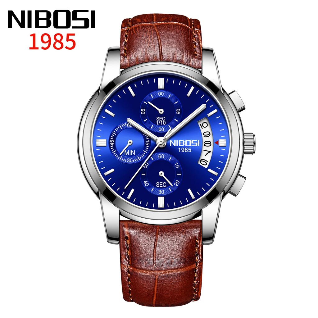 Часы NIBOSI Деловые мужские часы Многофункциональные шестиконтактные кварцевые часы