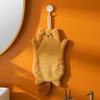 Очаровательное полотенце для рук из кораллового флиса в форме кошки - Вышитый мультяшный дизайн для детей, Тип для подвешивания, Супервпитывающее, Быстросохнущее