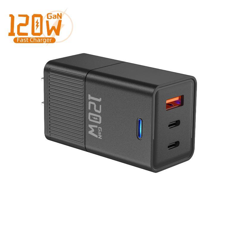 120 Вт GaN Настенное зарядное устройство Быстрая зарядка Многопортовое 2 PD 1 USB Адаптер Портативное для Путешествий Дома Офиса