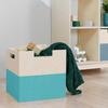 Wooden Storage Box Model 2 - Handles - Turquoise Blue and Natural Wood - 33 X 33 X 37 Cm