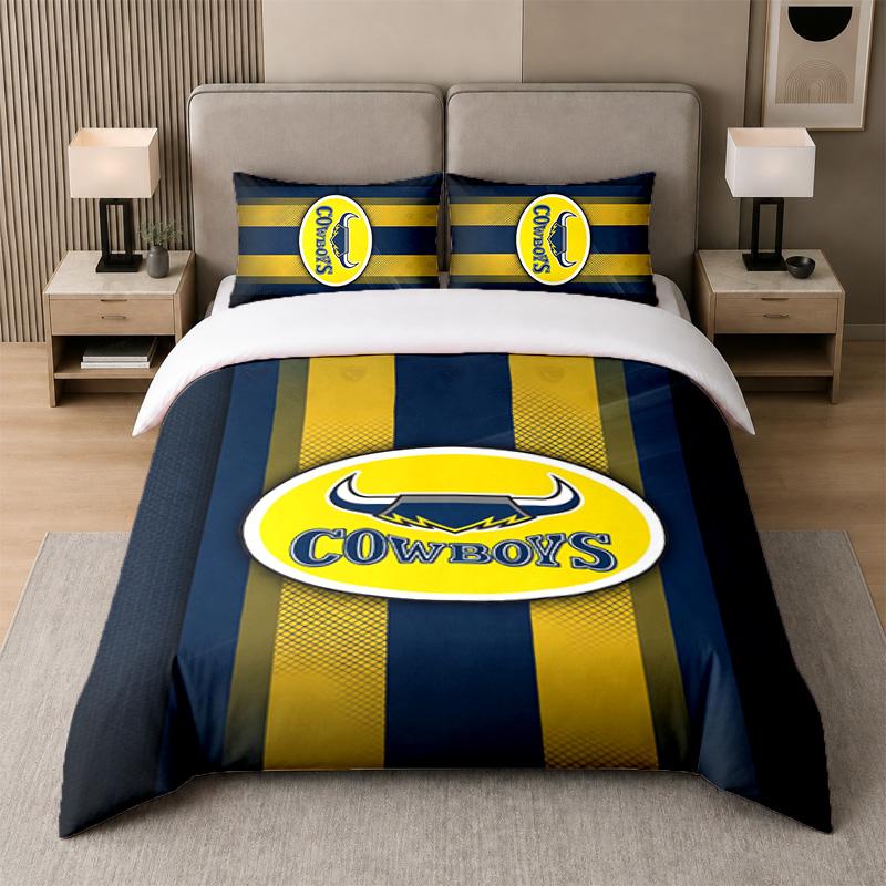 3Pcs Bedding SetNorth Queensland Cowboys Soft Bed Sheet and Two Pillowcases Home Bedroom Decor